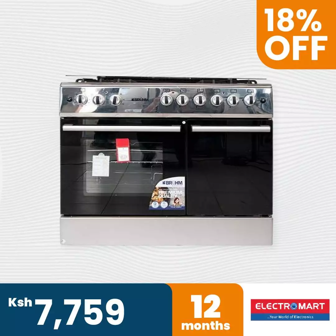 Bruhm BGC-9642NGX 4 Gas + 2 Electric Standing Cooker, Inox