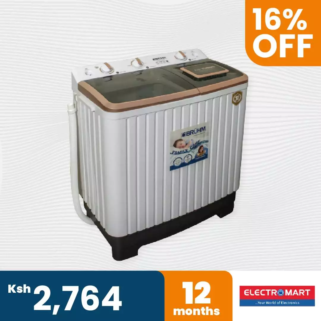Bruhm BWT-070H Twin Tub Semi Automatic Washing Machine, 7Kg